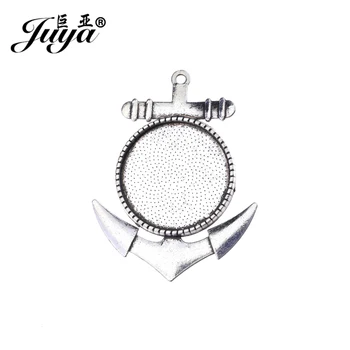 

JUYA 4pcs/lot 24mm Inner Size Antique Anchor Cameo Cabochon Base Setting Charms Pendant Jewelry Making Supplies AD0195