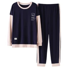 Мужская хлопковая Домашняя одежда с длинными рукавами на весну-осень-зиму для подростков, пижама из тонкой ткани