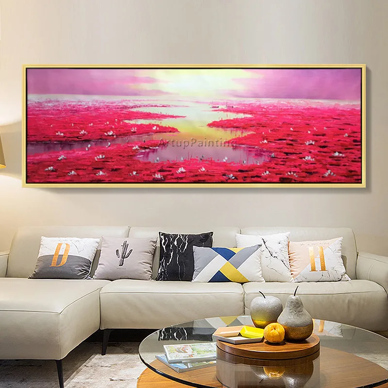 

Canvas painting acrylic lotus painting Wall art Pictures for living room home decor abstract landscape quadro cuadros decoracion