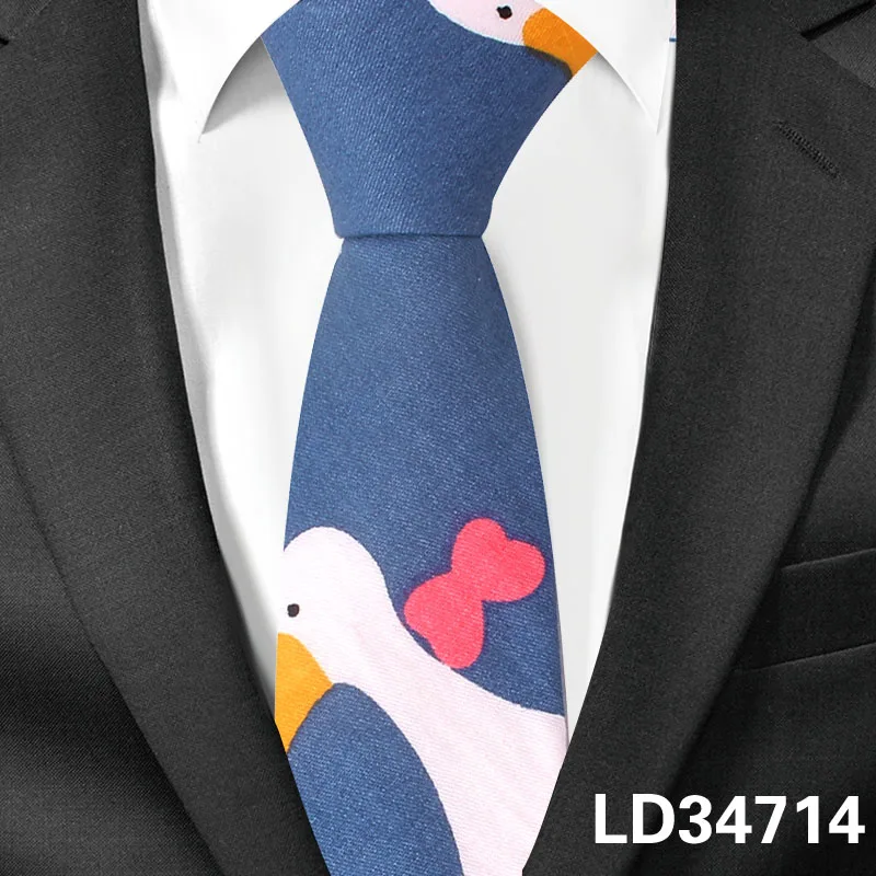 Модный галстук с животным принтом для мужчин и женщин для худой шеи, галстук для свадьбы, повседневные Мультяшные галстуки, классические костюмы, тонкие хлопковые галстуки на шею - Цвет: LD34714