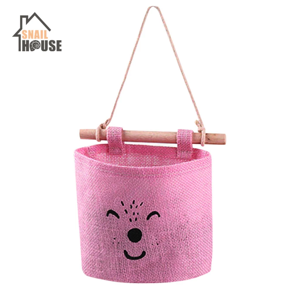 Snailhouse Wall Hanging Organizer Pocket Bag Sundries Storage Holder Colorful Cartoon Animal Decor Cotton Home Kitchen Door