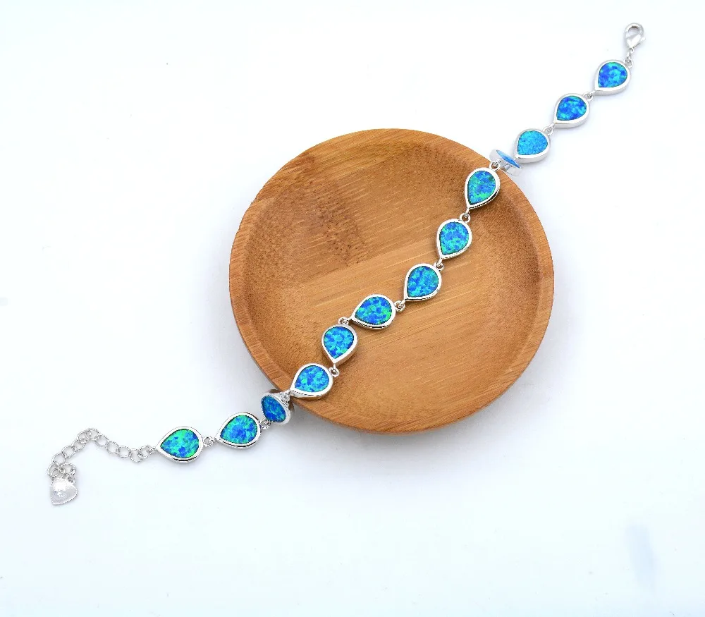 Изящный браслет с голубым опалом в форме груши из опала|opal bracelet|blue opal braceletbracelet stone