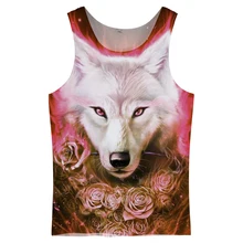 Cloudstyle животного 3D печати Топы Для мужчин розовый волк с принтом роз бодибилдинга рукавов синглетного жилет моды уличной большой Топ