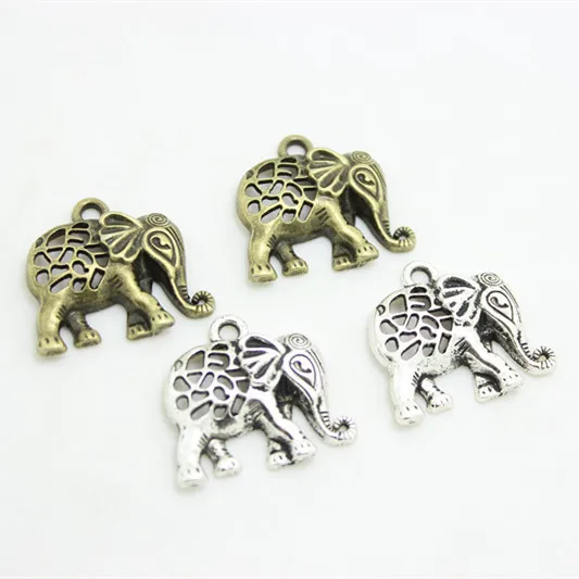 

Sweet Bell 15pcs/lot 27*29mm Hollow Elephant Charms Trendy Antique Bronze Jewelry Vintage Flower Pattern Pendants 3C443