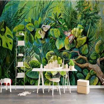 

Embossed Green Tree Flower Butterfly Murals for Living Room 3D Printed Photo Wallpaper Mural Wall Decor Custom Wall Paper Roll