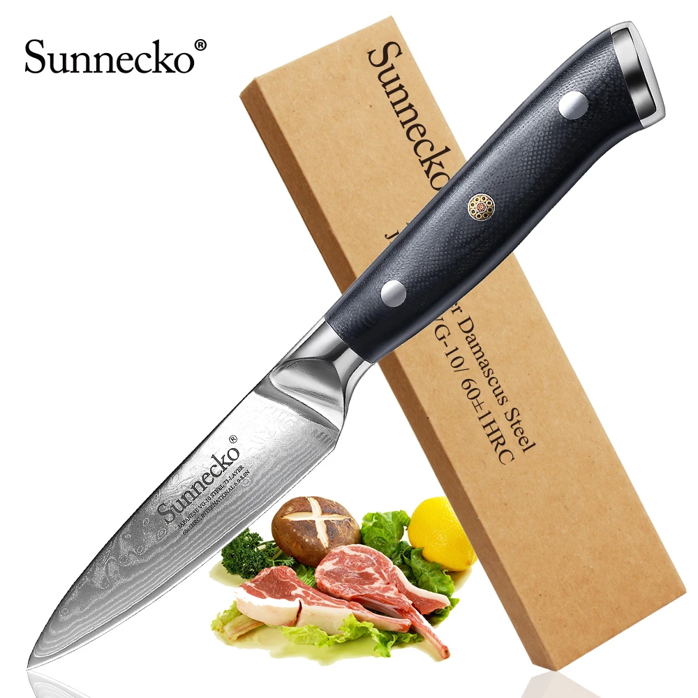 Sunnecko 3," нож для очистки фруктов Дамасская бритва острое лезвие G10 Ручка японские VG10 Стальные Кухонные ножи поварской инструмент