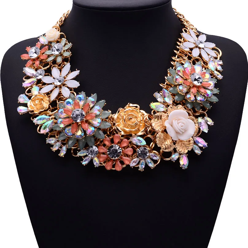 Luxury Statement Necklace Colorful Flower Shourouk Choker Necklaces