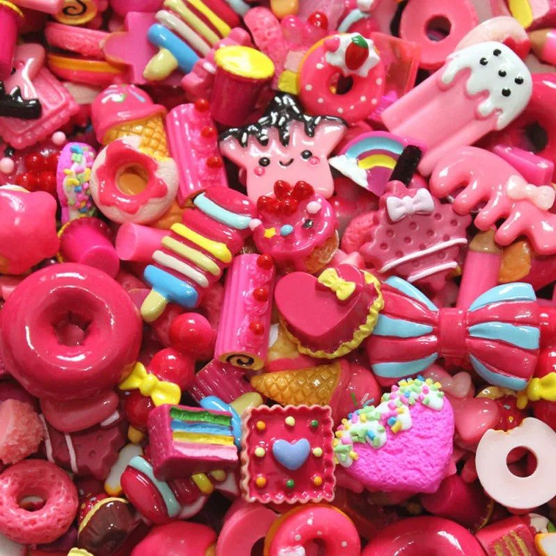 

30pcs/lot DIY Mix Kawaii Food Cute Resin Flatback Cabochons for Phone Deco Scrapbooking Figurines Miniatures