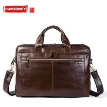 Мужской портфель из натуральной кожи, Ретро стиль, мужская сумка, кожаная многофункциональная деловая мужская сумка через плечо, сумки для ноутбука