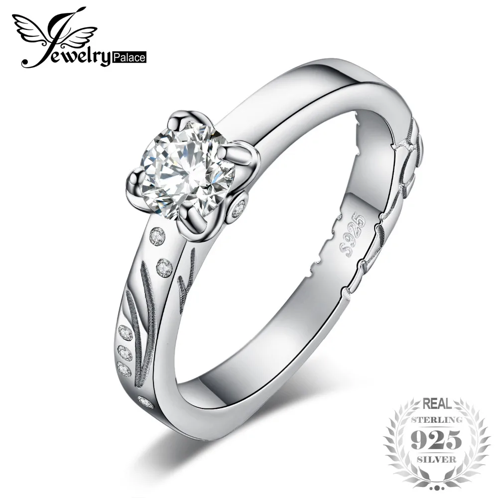 

JewelryPalace Filigree 0.2ct Cubic Zirconia Solitaire Engagement Ring 925 Sterling Silver Gift For Women Trendy Jewelry Hot Sale