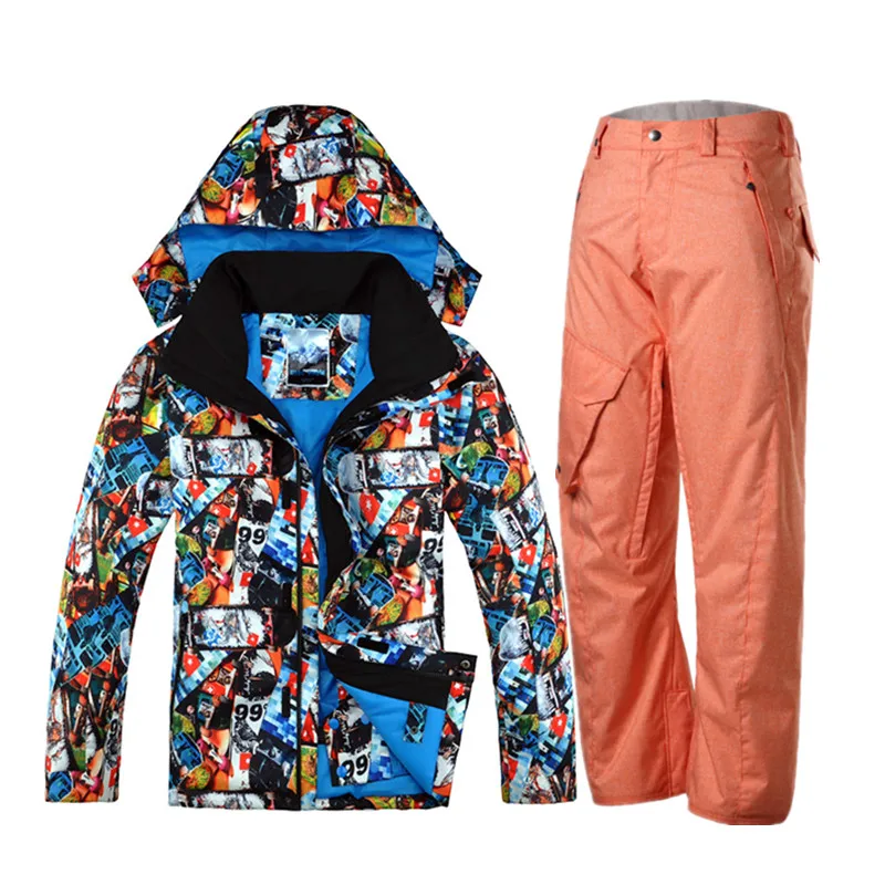 Gsou esquí de montaña para los hombres de snowboard pantalones impermeables trajes de esquí de invierno chaqueta esqui hombre esquí cálido