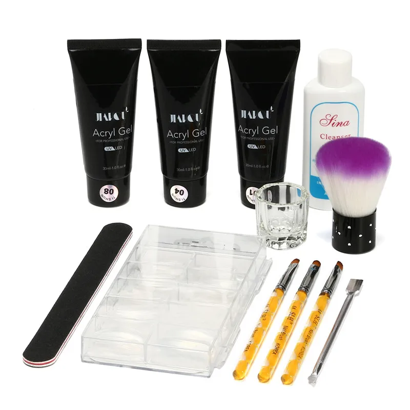 

12Pcs Poly Gel Builder Quick Extension Nail Art Tools Set Gel Nail Polish Starter Kit Nail Mold Tip Brush File Buffer