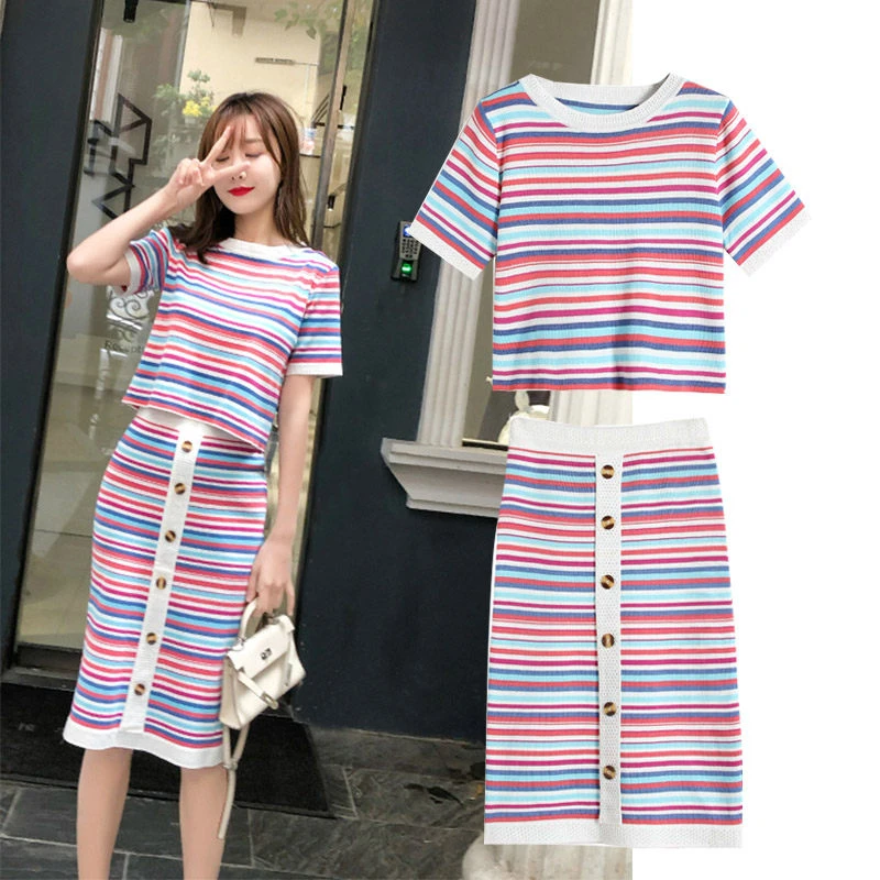 striped bodycon skirt