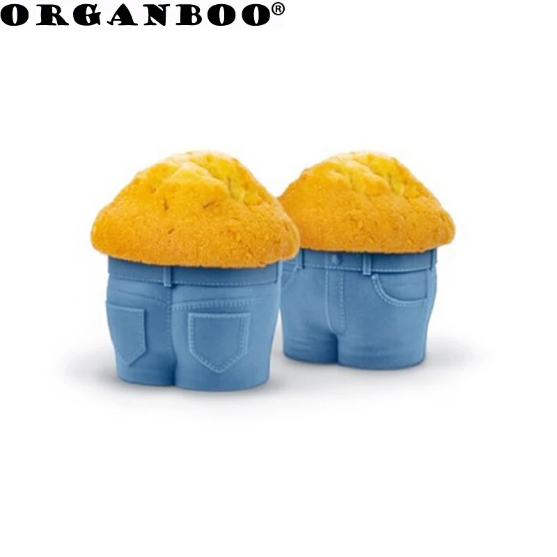 

ORGANBOO 1PC Blue Jeans Silicone Cake Mold DIY Muffin Cupcake Pudding Chocolate Moulds Baking Tools Baking Accessories