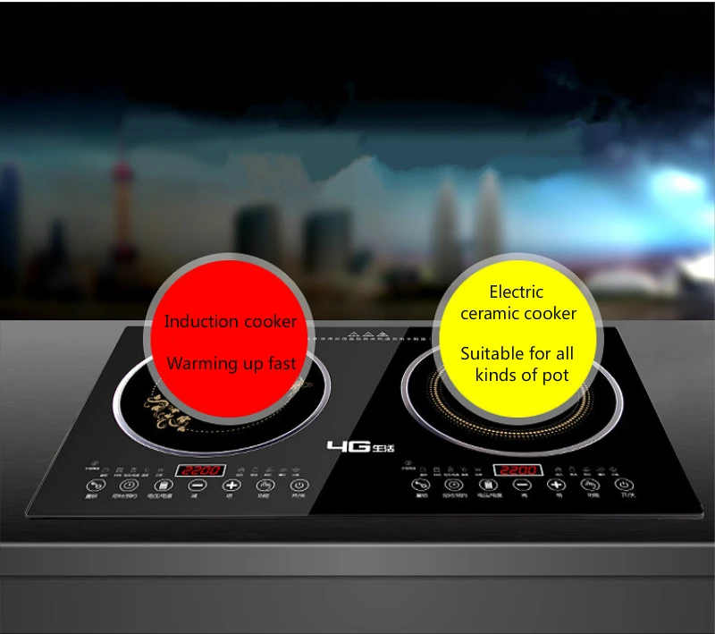  Double head Furnace 2200W high power fire boiler embedded double cooker electromagnetic cooker hous