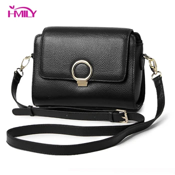

HMILY Women Messenger Bag Genuine Leather Female Crossbody Bag European Style Ladies Shoulder Bag Cover Sweet Shopping Bag Women