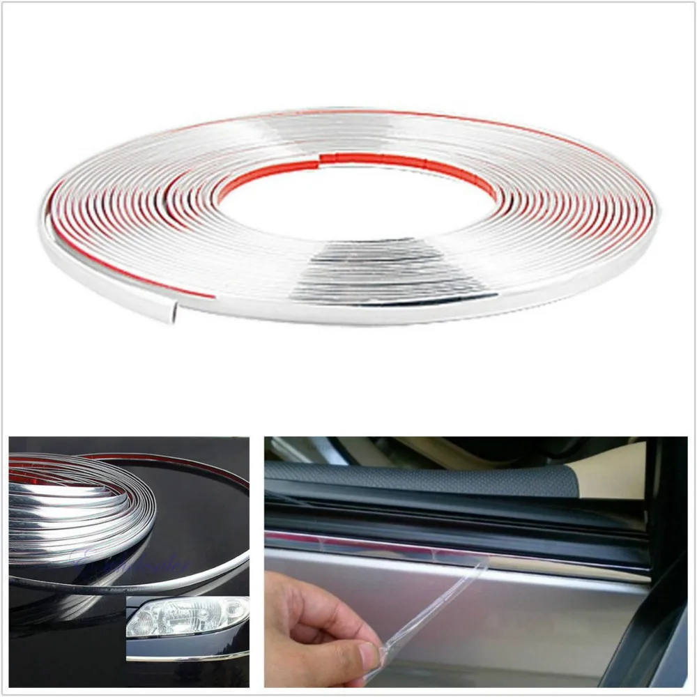 

3M / Roll Car Bumper Door Edge Lip Guard Outlet Vent Grille Chrome Decor Protector Moulding Trim Strip Car-Styling Stickers 20MM