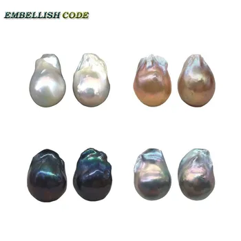 

baroque tissue nucleated style flame ball shape pearl stud earrings plus size natural freshwater pearls with Special for women