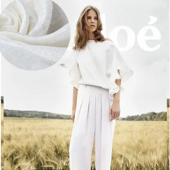 

This white micro-pleated tencel, cotton, satin, silk and linen fashion fabric, cotton and linen clothing, windbreaker dress and