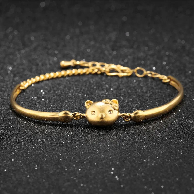 Cute Kitty Cat Bracelet Bangle for Women Female Gold Bracelet Bangles
