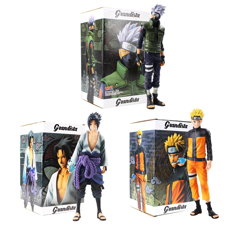 

3Styles 28cm Anime Naruto Shippuden Uzumaki Uchiha Sasuke Hatake Kakashi Cartoon PVC Figure Grandista Shinobi Relations Toys