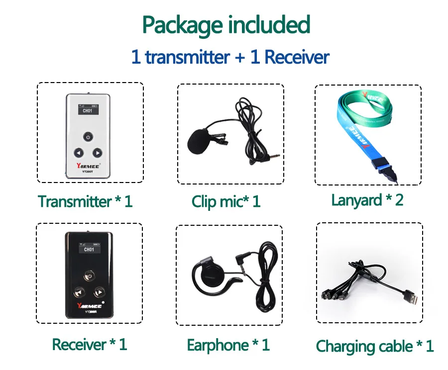 Microphone Wireless Tour Guide System Portable Audio Transmitter Receiver Tour Guide Whisper for Shoping Travelling Show Meeting 