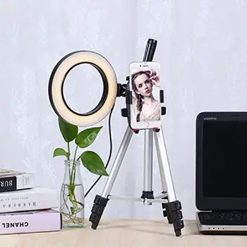

Mobile Phone Holder 5.7 Inch Dimmable LED Ring Light with Stand 360 Degree Rotation for Makeup Phone Holder Sta