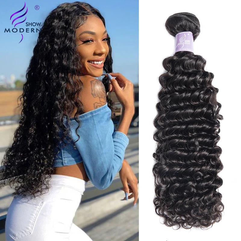 Modern Show Brazilian Deep Wave Hair Bundles Deal 100% Human Hair Extension 3 and 4 Bundles Avaiable Non Remy Hair Weaves