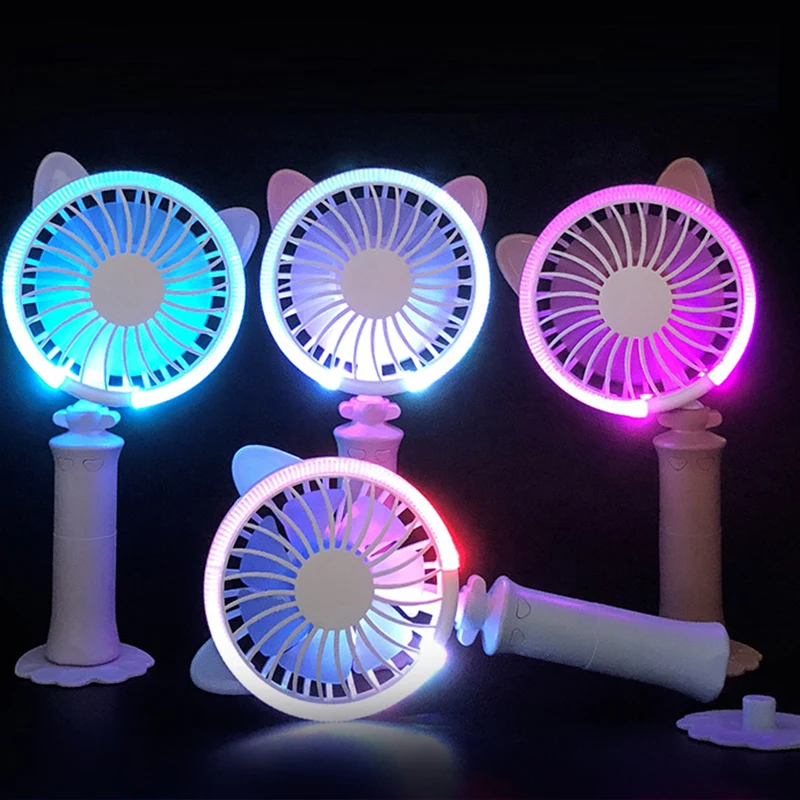 Новый поворот cat ручной рабочего Красочные night light вентилятор USB зарядки мини