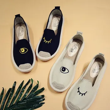 

New women flats loafers canvas casual slip on fabric Fisherman Lazy soft sewing beige black summer girls female fashion shoes