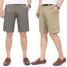 Новое поступление Повседневное средней длины, застежка на молнии, прямая до колена, классического кроя, однотонные штаны с карманами Рубашки домашние хлопковые Для Мужчин's, одежда размеры для детей в возрасте до 30-42