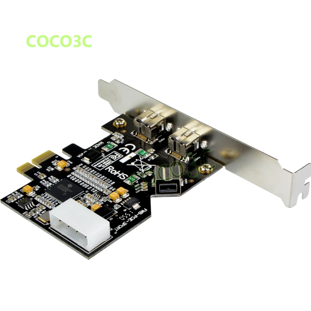 2 + 1 порта 1394B PCI e карта внешняя Firewire 800 IEEE 3 1394 b express PCIe для цифровой камеры до 1394A