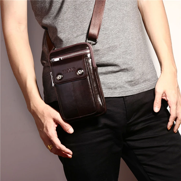 Мужская сумка из натуральной кожи в стиле ретро, многофункциональная сумка через плечо для телефона, поясной ремень, деловое офисное хранение мобильных телефонов