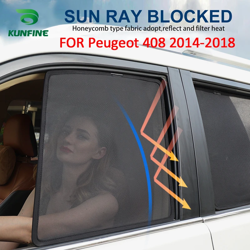 Magnetic Car Window Sun Shade Mesh Shade Blind For Peugeot 408 2014-2018