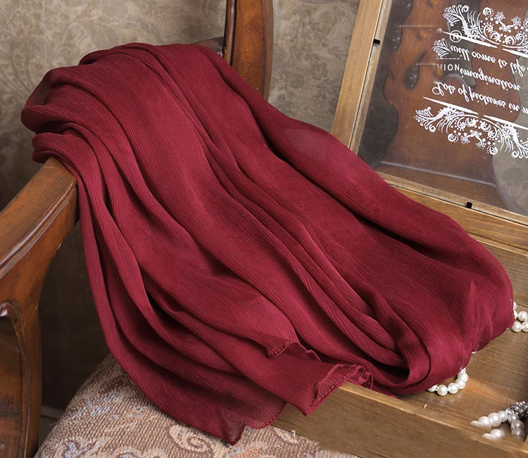 Винтажный шарф Rashion, Ювелирный шарф, высокое качество, винно-красный, для танца живота, для бедер, шарфы, 100 чистый шелк, креп, пашмина и шаль, Женская Весенняя накидка