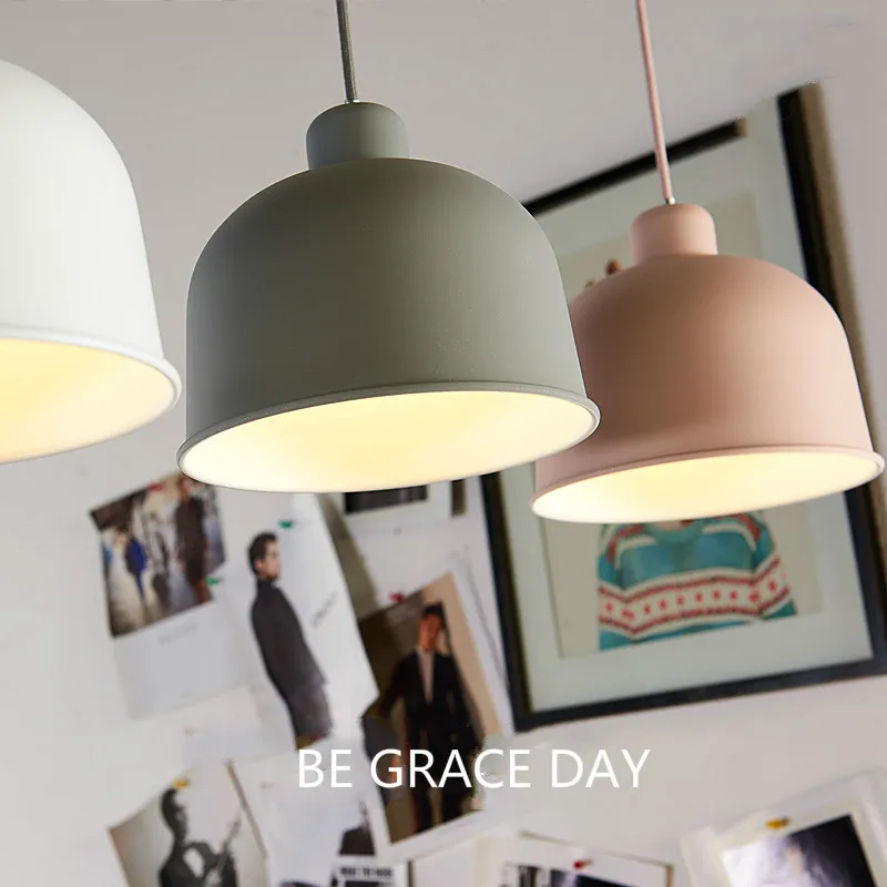 

Nordic colored aluminum pendant light modern minimalist creative restaurant bar dining bedroom hall lights color pendant lamp