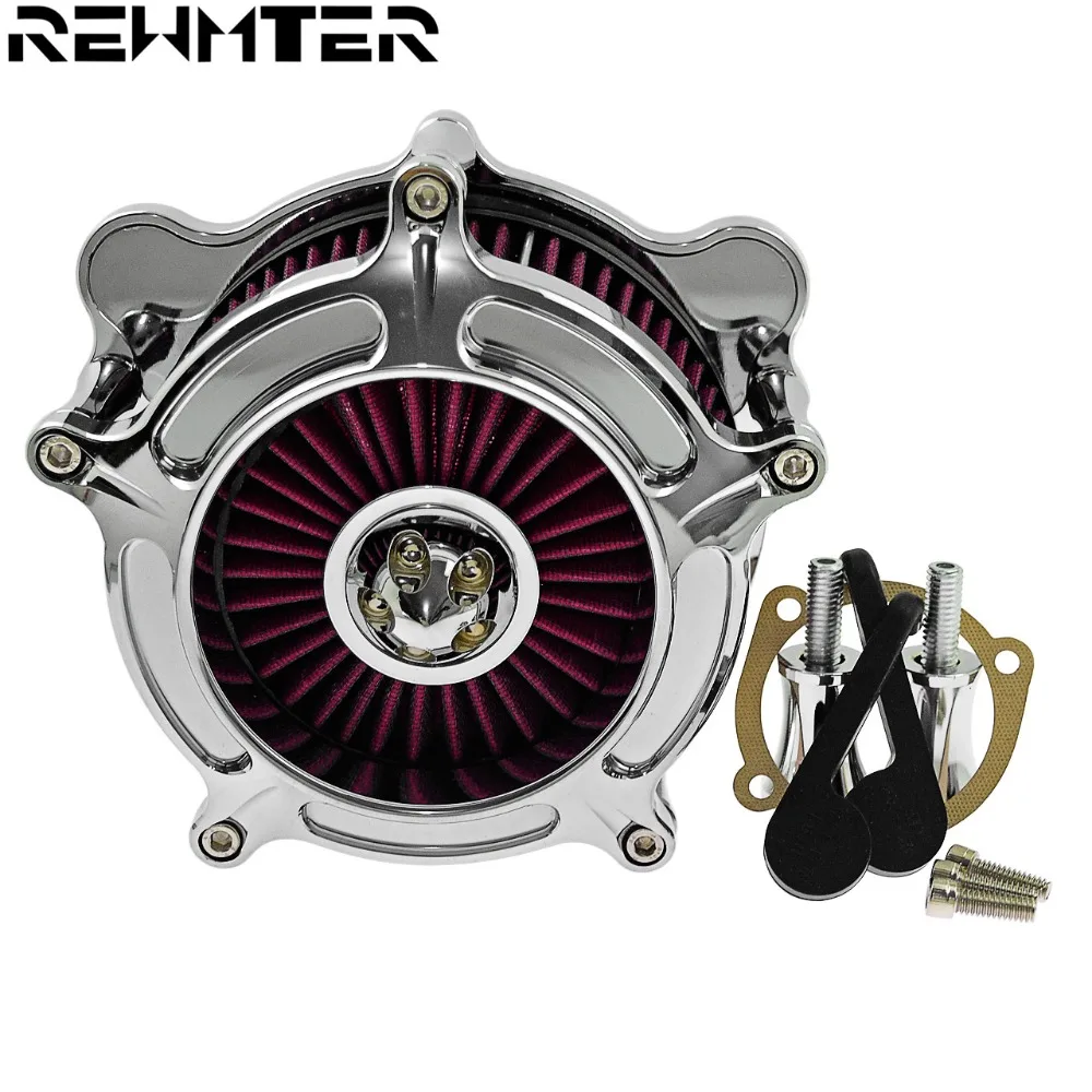 

Chrome Air Filter Motorcycle Red Air Filter Intake Element Accessories For Harley Touring FLHX Dyna Softail FLSTF