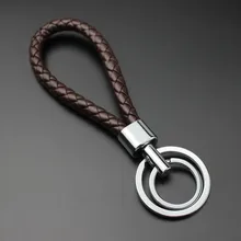 1 шт. автомобильный брелок для ключей из искусственной кожи Плетеный Тканые Веревка двойные кольца мешок кулон держатель для VW Porsche BMW Mercedes mazda Audi