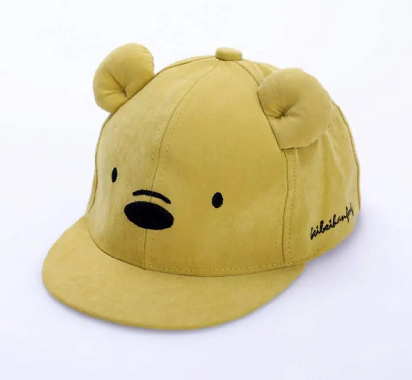 Children Baseball Cap For Kids Spring New Baseball Hat Adjustable Girl Boys Caps Cartoon Bear Embroidery Plat Brim Cap - Цвет: Цвет: желтый