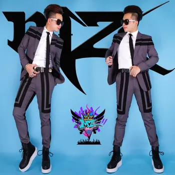 

Nightclub performance clothing men's bar DJ male singer stage tide suit Wu Yifan star with the same suit
