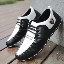 Мужская прогулочная обувь; Весенний осенний деловой кожаный удобный тренер для студентов; нескользящая повседневная обувь в горошек на плоской подошве