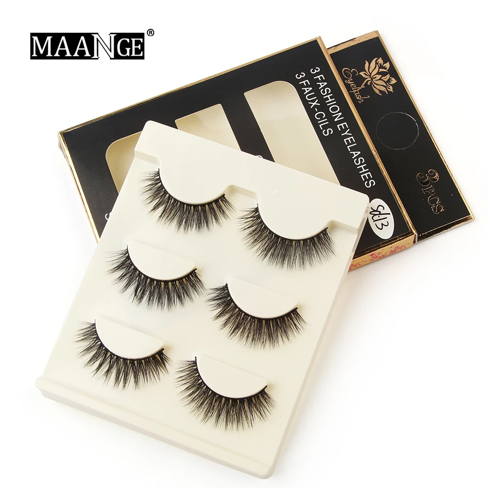 

MAANGE 3Pairs/Box Pro Beauty Dramatic Lashes 3D Soft Mink Hair Cruelty Free Luxury natural false eyelash Handmade Make Up Tools