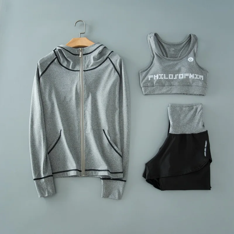 Фитнес йога спортивный костюм, одежду для йоги и фитнеса,спортивный костюм женский,спортивный бюстгальтер,женская одежда для фитнеса, спортивные майки,штаны для йоги - Цвет: gray