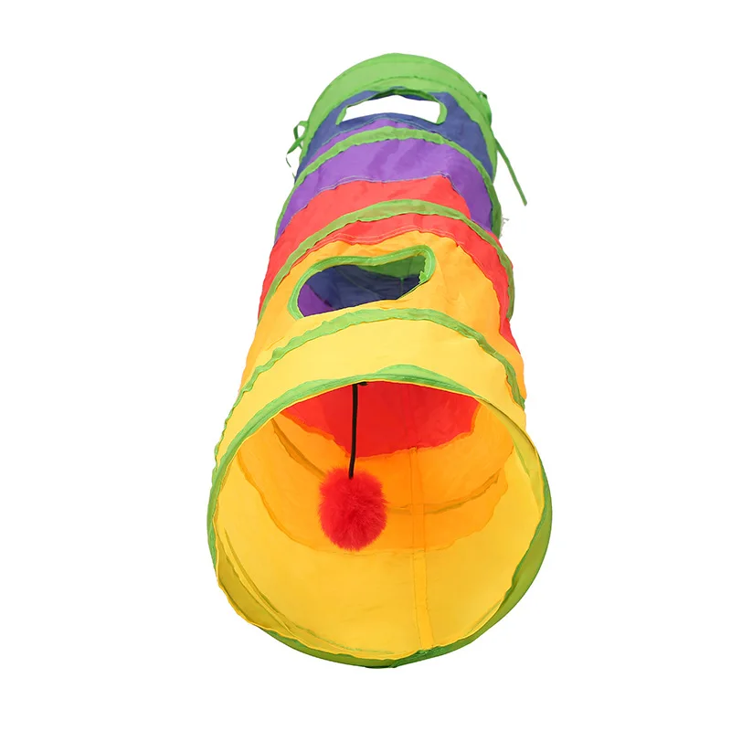 Забавный туннель для кошек, 2 отверстия, шарики для игр, складные мячи для котенка, игрушки для щенков, хорьков, кролика, игры для собак, туннельные трубы