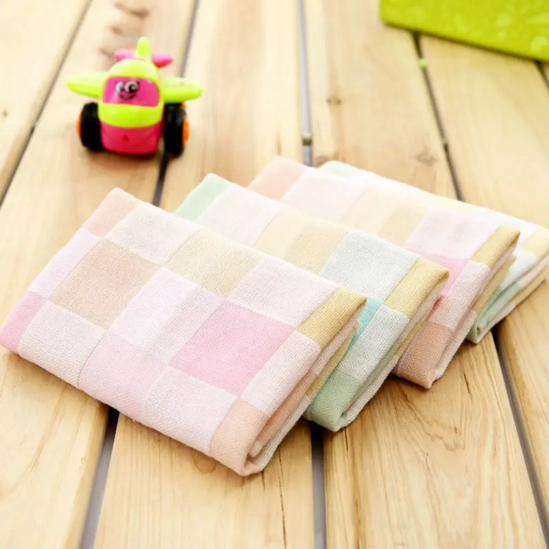 

Dual-layer Cotton Towel Gauze Lattice Towel Handkerchief Square Bath Towels Reusable Breathable Saliva Wipe Towel