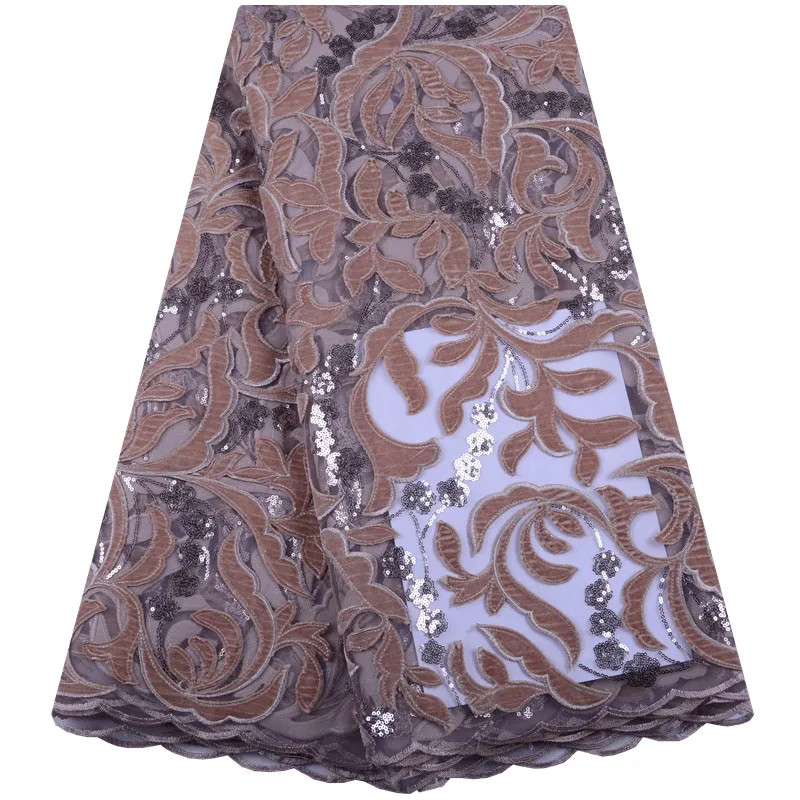 

Latest Design African Tulle Lace Fabrics High Quality 2018 Velvet Lace Fabric With Sequins For Fashion Nigerian Lace Dress 1176