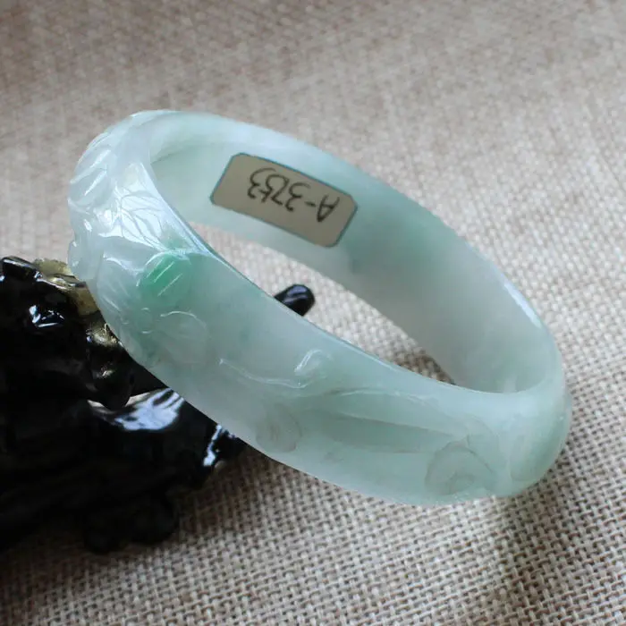 

3753 Chinese Hand-carved Emerald Green stoneite stone Gems Bracelet Bangle 59mm 10.20 40