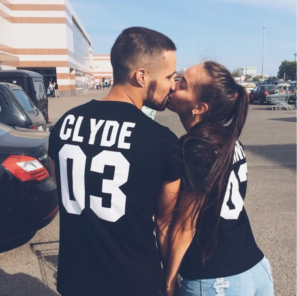 BONNIE CLYDE 03 Couple Clothes Funny Letters White T Shirt Women Men T Shirts 2017 Summer Cotton Short Sleeve Tops Plus Size-in T-Shirts from Women's ...