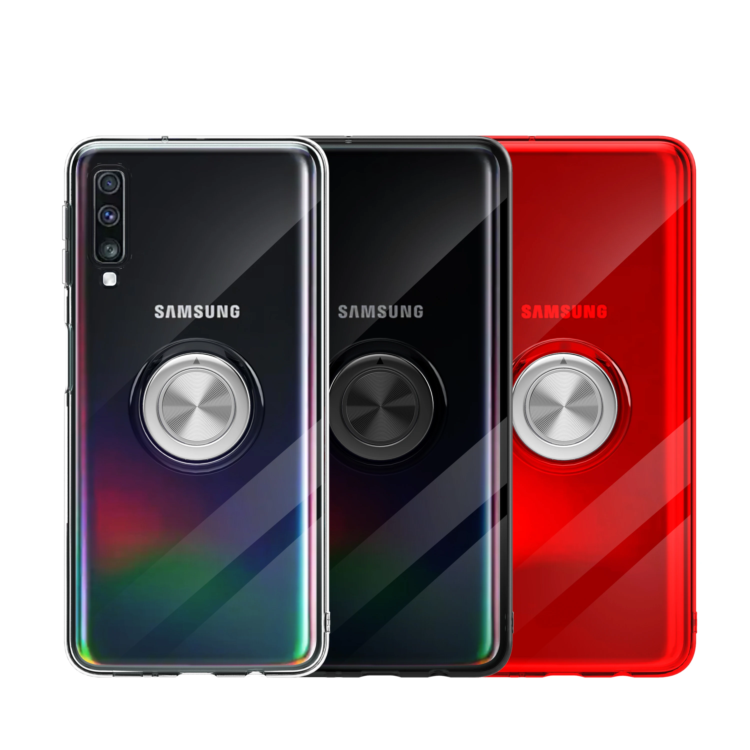 

Shockproof Soft Transparent Case For Samsung Galaxy A7 2018 Stand Holder Car Ring Phone Cover for Samsung A7 2018 A750 A750F