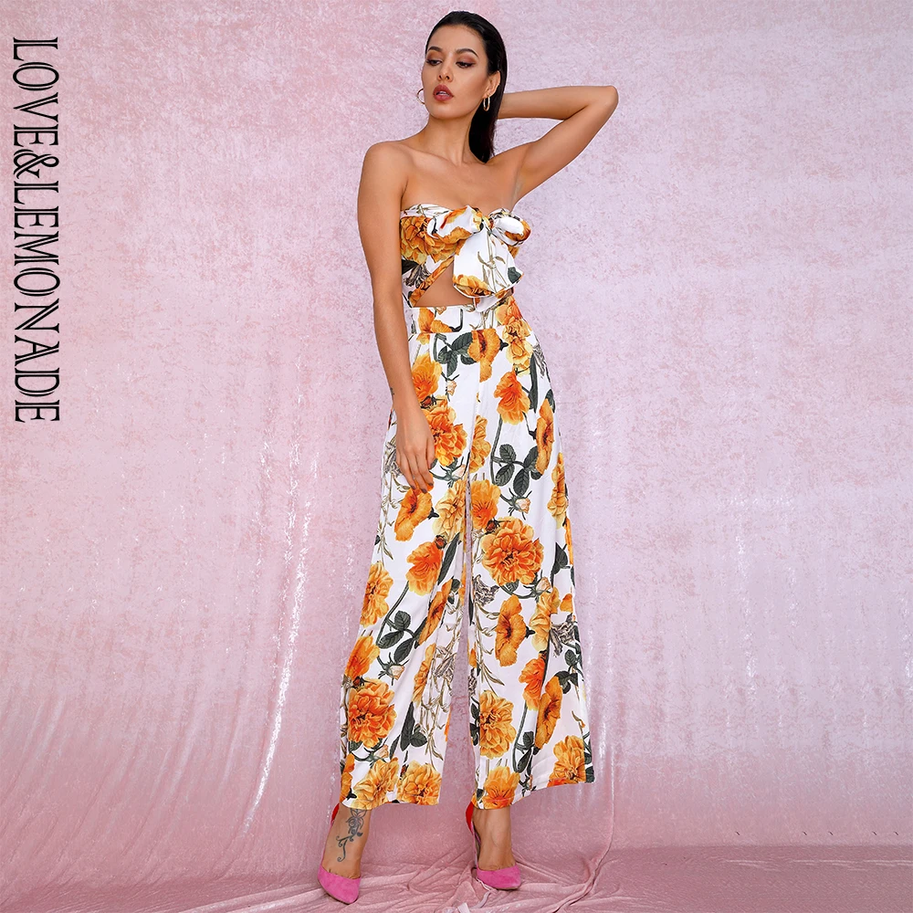 Женский костюм двойка LOVE & LEMONADE комплект из двух предметов с цветочным принтом